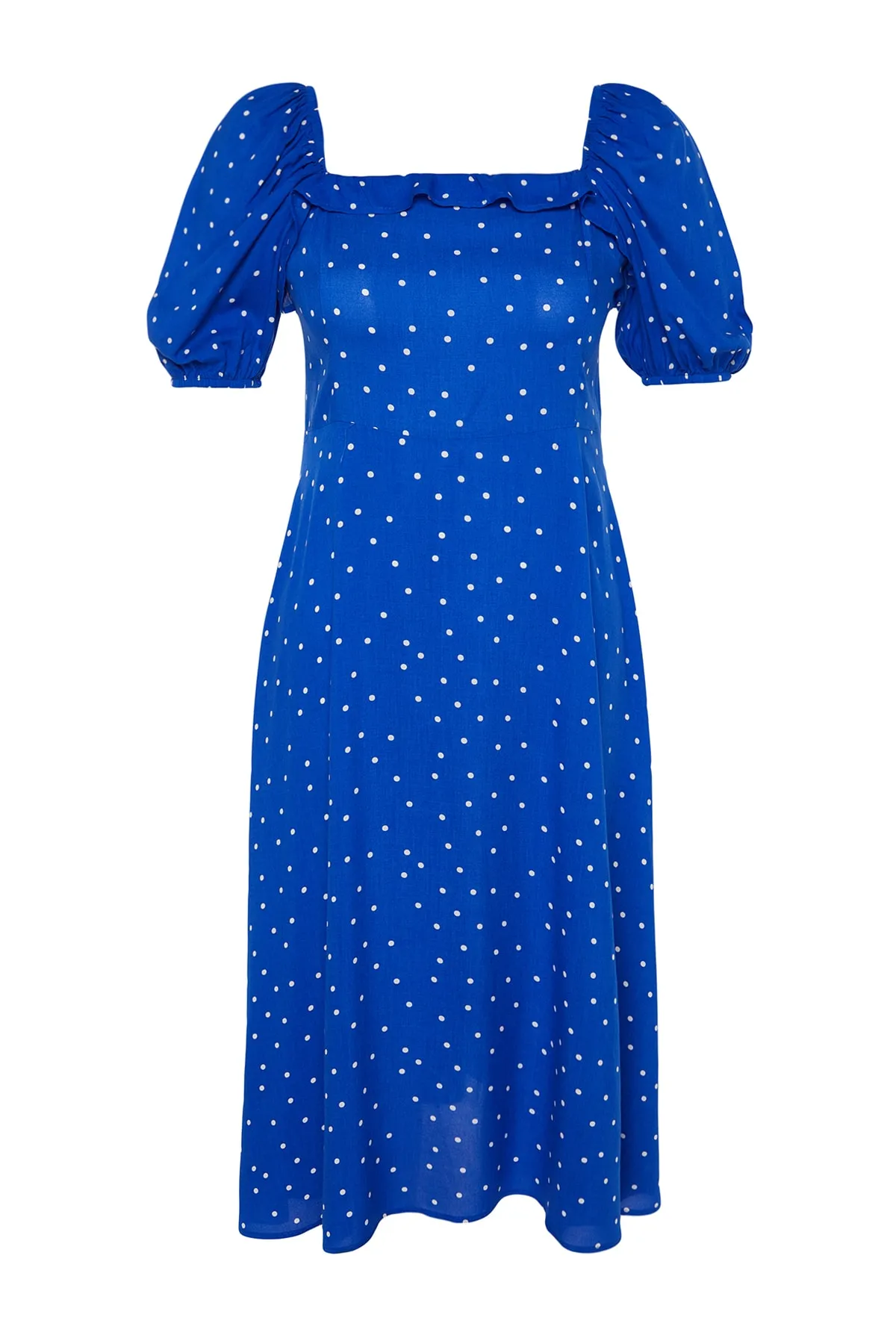 Trendyol Curve  Blaues, gepunktetes Webkleid TBSSS22EL1712