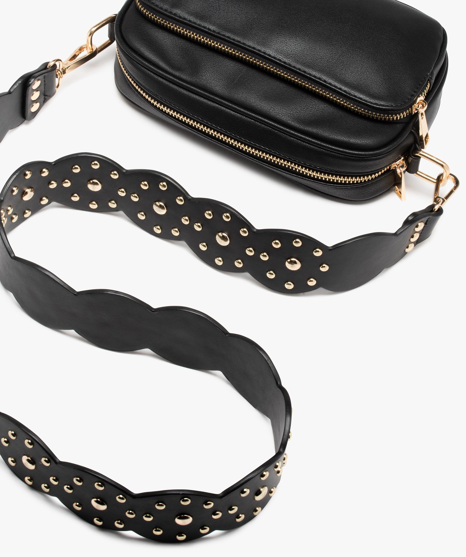 Bandoulière de sac avec clous métalliques noir | GEMO