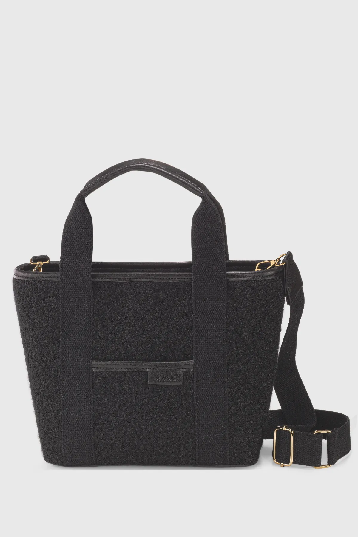 Housebags  Schwarze Canvas-Tasche 246 aus Kunstpelz mit zwei Griffen für Damen