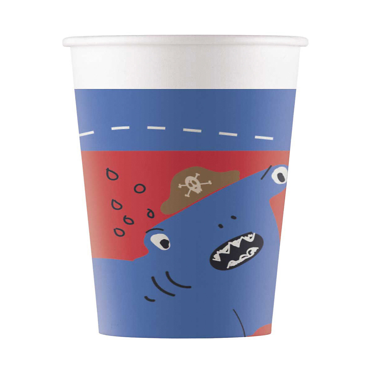 Papp-Partybecher/Trinkbecher Pirates, 200 ml, 8 Stück