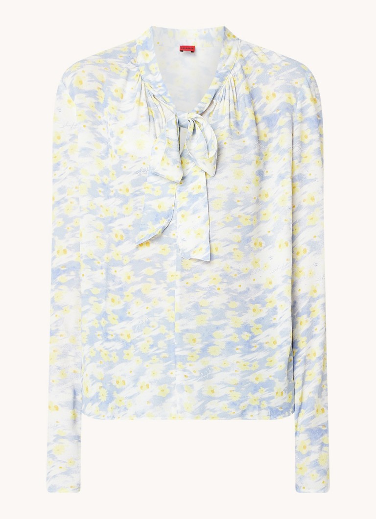 HUGO BOSS  Cinoni tuniek met bloemenprint en sjaalkraag