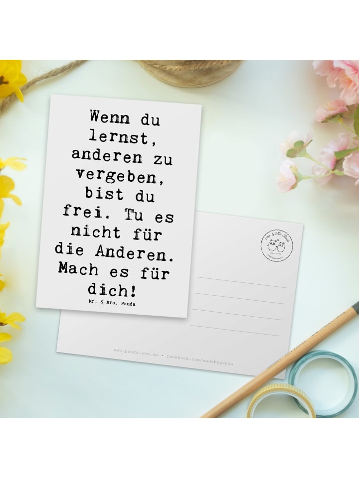Mr. & Mrs. Panda Postkarte Spruch Vergebung Freiheit mit Spruch in Weiß günstig kaufen onesize