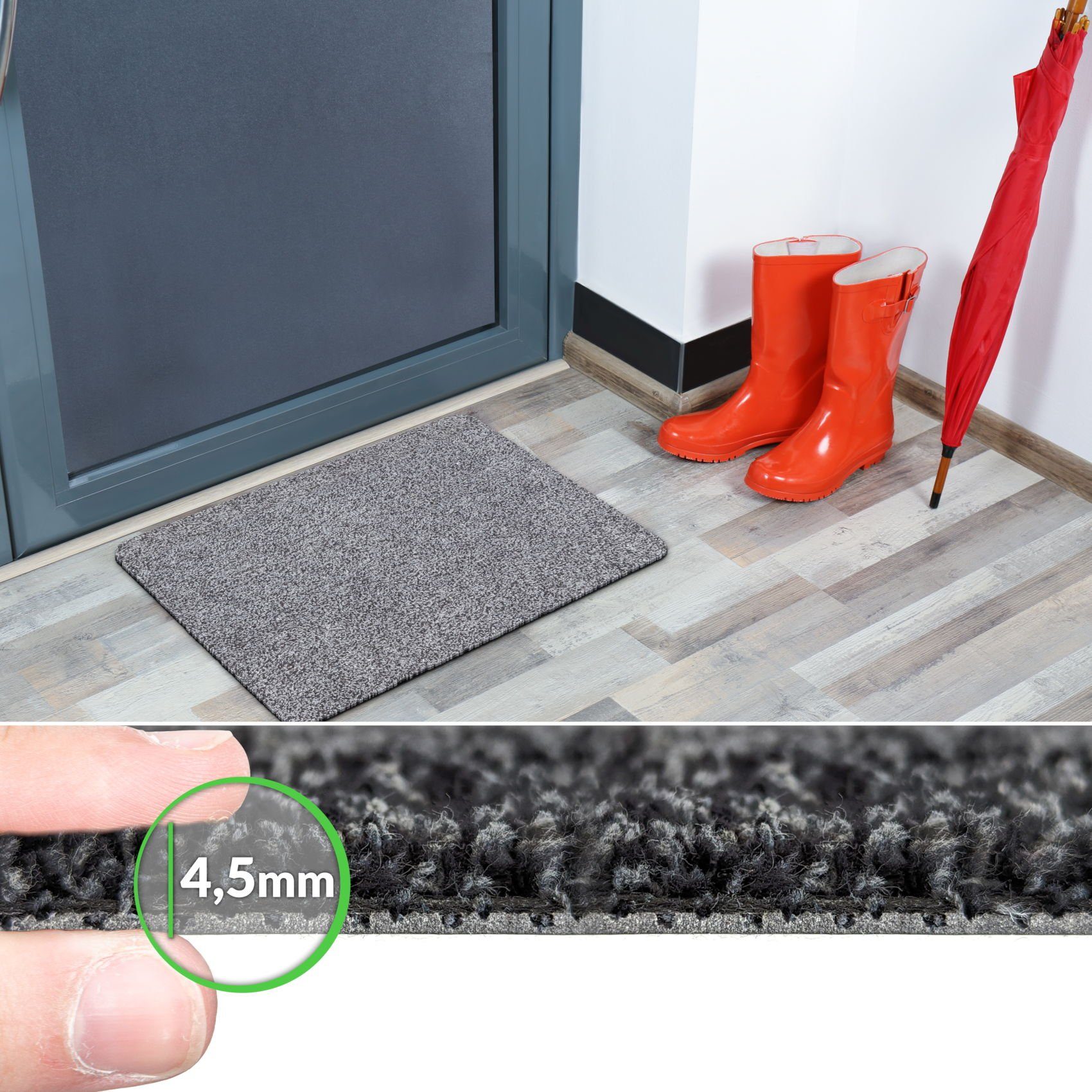 Läufer Flurläufer Fußmatte Textil Vorleger Läufer DOVER Genarbt Robust Wasse, ANRO, Rechteckig, Höhe: 4 mm, Textil