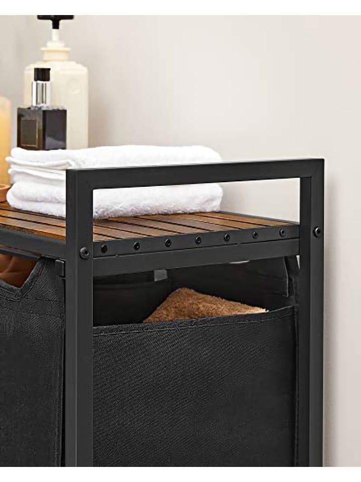 Songmics Wäschekorb in Schwarz/ Braun - (B)92,5 x (H)71 x (T)33 cm günstig kaufen onesize