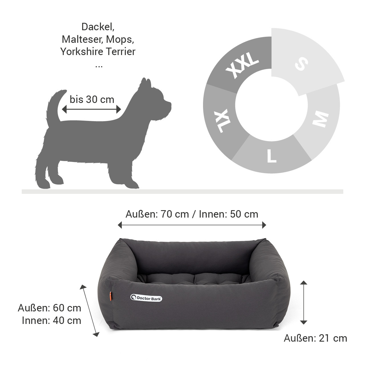 Doctor Bark Hundebetten Doctor Bark Hundebett grau S