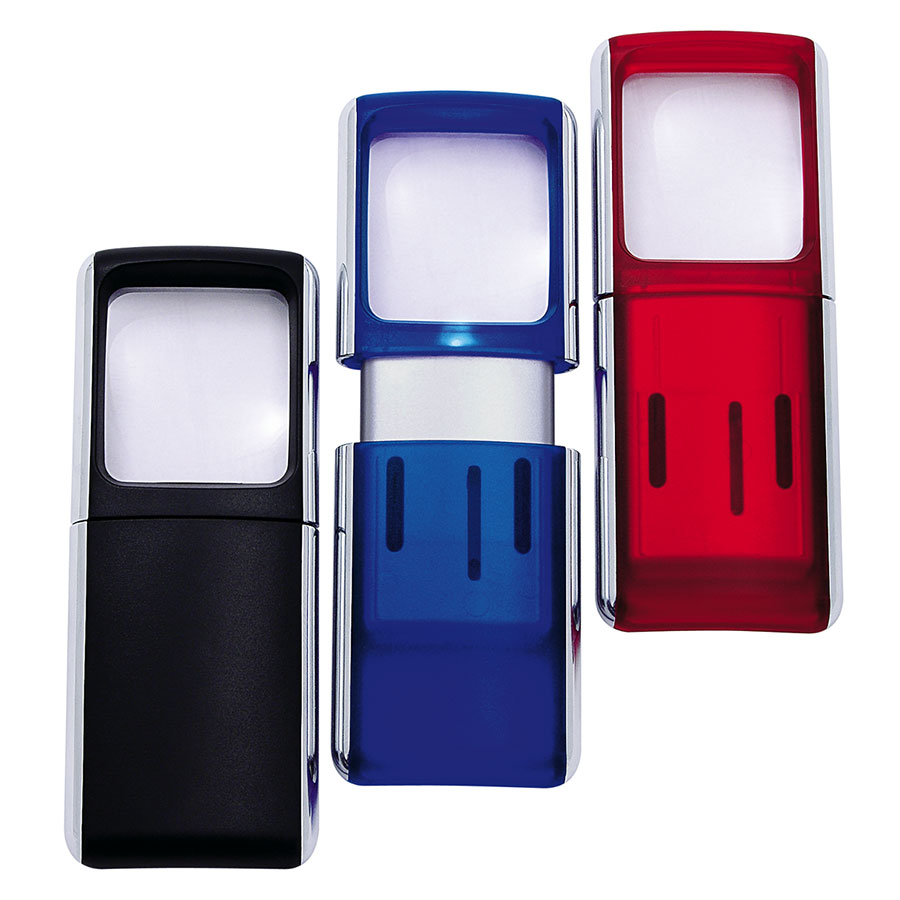 WEDO® Rechtecklupe mit LED-Beleuchtung inkl. Batterien, farblich sortiert, 1 Stück - ATU
