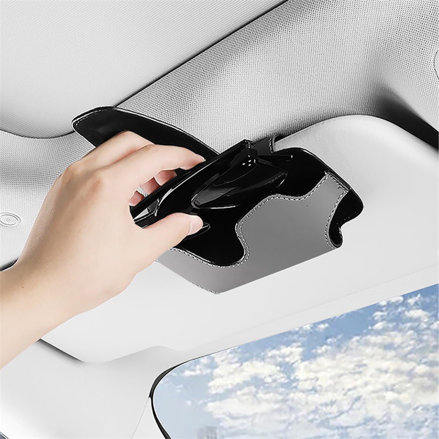 Yunnker Autosonnenschutz Sonnenblende Brillenhalter, Auto Sonnenbrille Brillenetui, Auto Sonnenblende Universal, Sonnenblende Aufbewahrungsbox