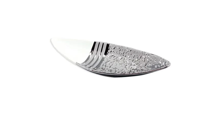 GILDE Keramik-Deko-Schale St.Louis Ø14cm Weiss, silber