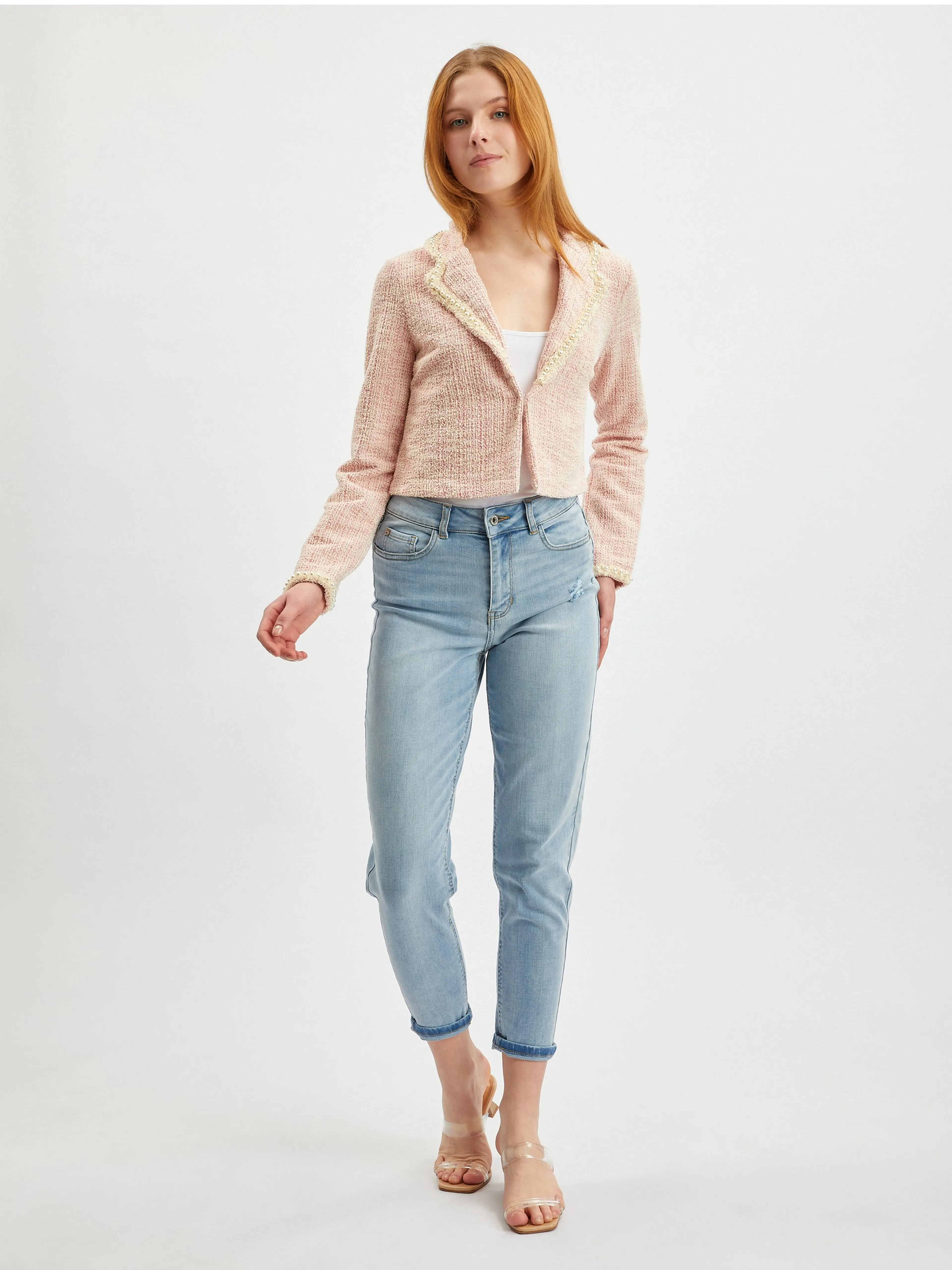 Hellrosa Damen-Tweedjacke ORSAY