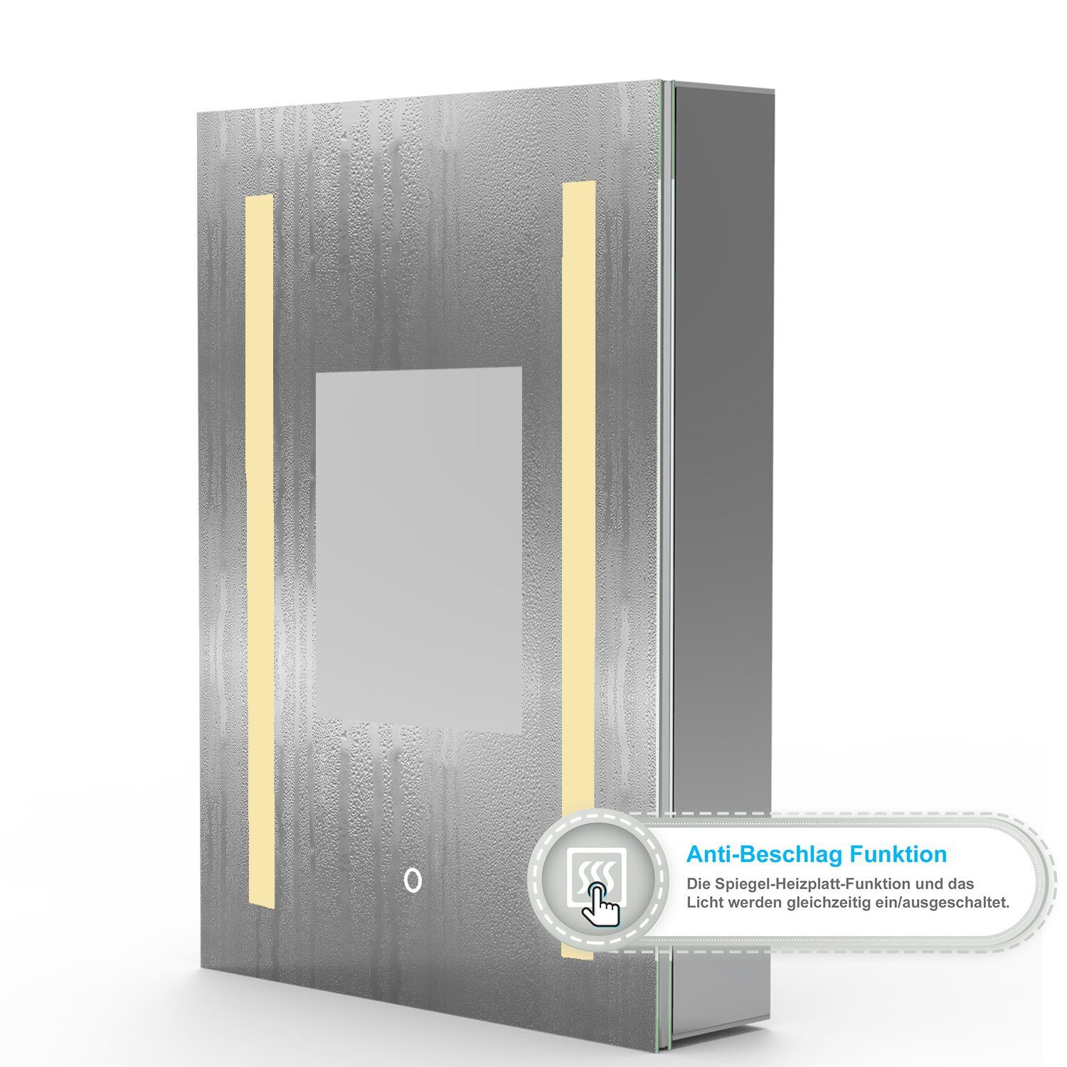 duschspa Badezimmerspiegelschrank 45-80 cm Touch/Wandschalter,Beschlagfrei, drei Lichtfarbe, Aluminum Rasierersteckdose, dimmbar, Memory