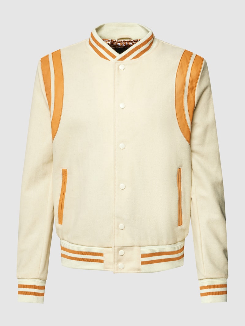 College-Jacke mit Kontraststreifen Modell 'High Roller Bomber' in offwhite