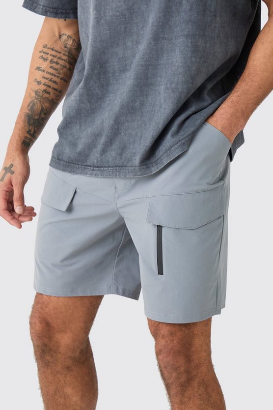 Lockere elastische Lightweight Stretch Cargohose mit Reißverschluss