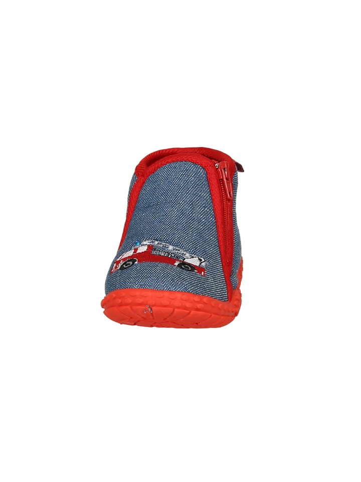 Playshoes Hausschuh Feuerwehr in Jeansblau günstig kaufen