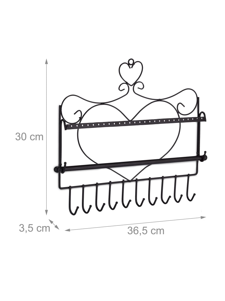 relaxdays Schmuckhalter in Schwarz - (B)36,5x (H)30 x (T)3,5 cm günstig kaufen onesize