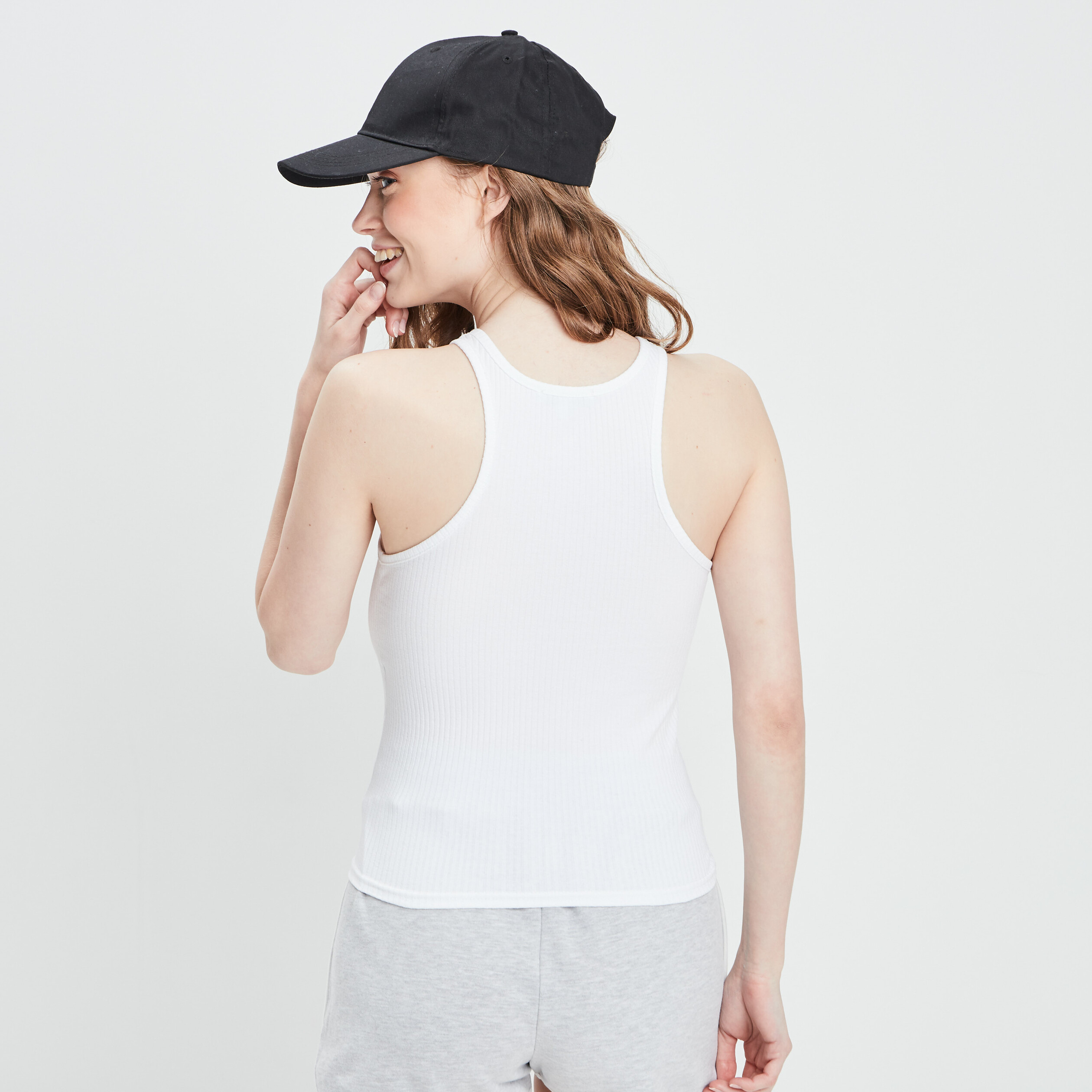 Débardeur col américain effet côtelé blanc femme | La Halle