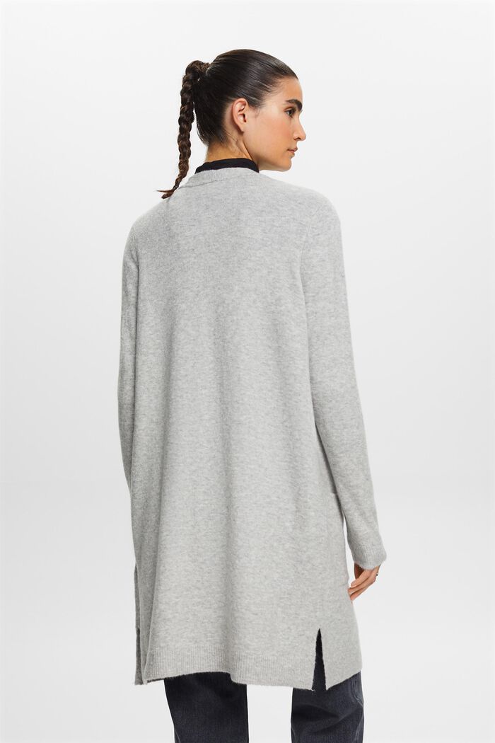 Langer, offener Cardigan aus Wollmix