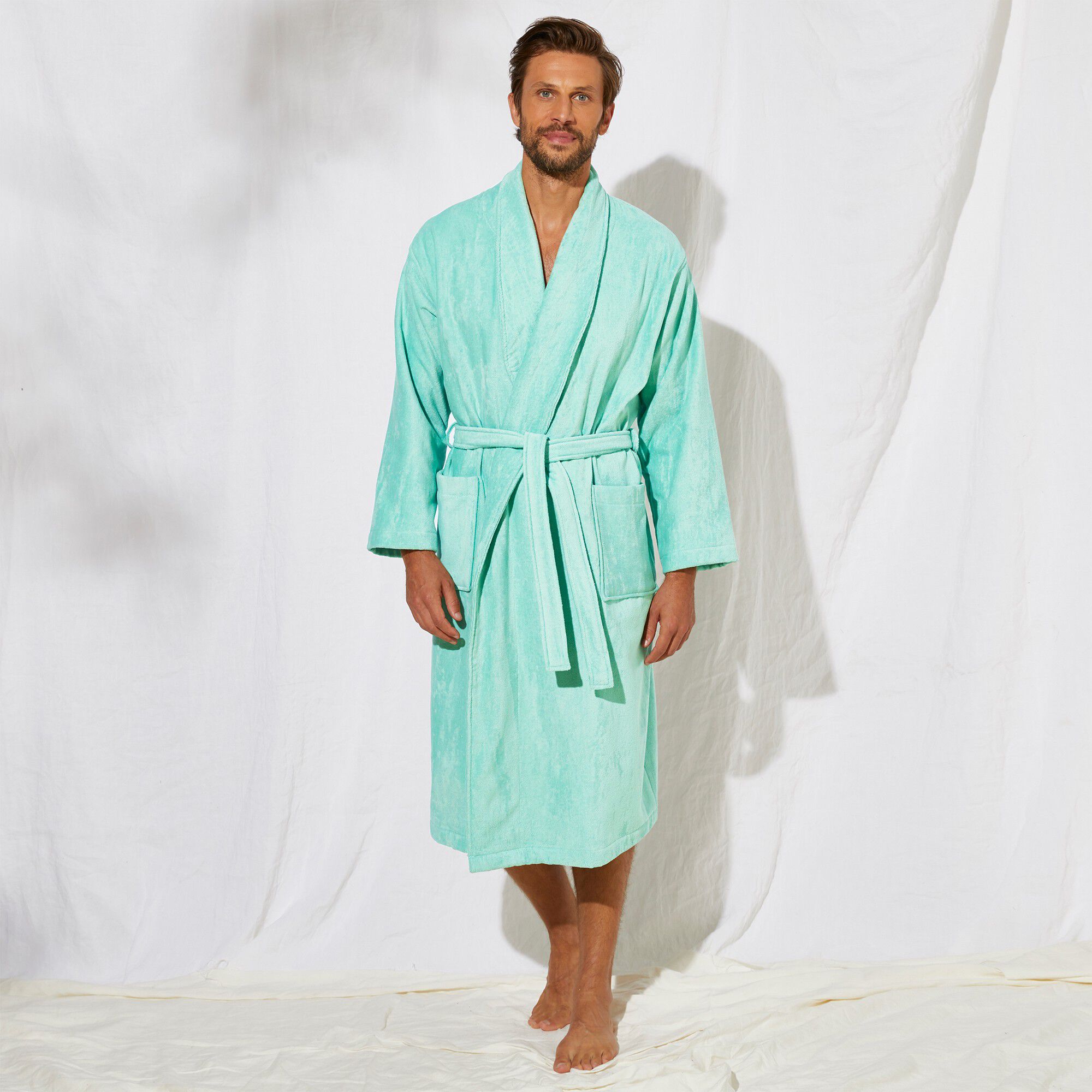 Peignoir mixte adulte éponge velours col châle