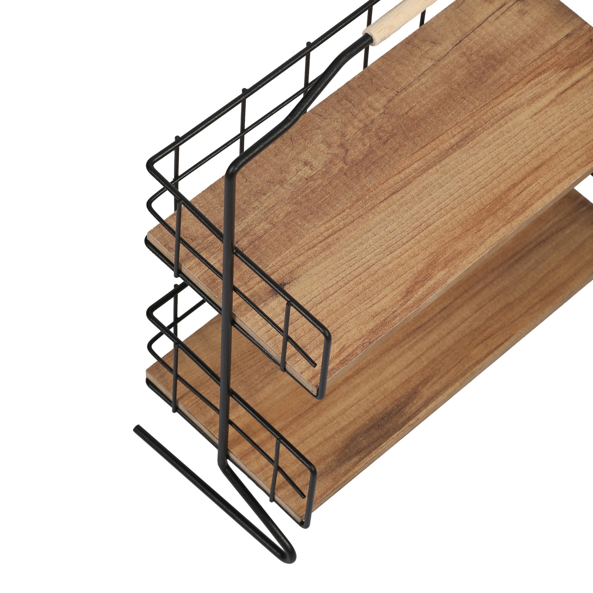 en.casa Badregal, Sallingsund Tischregal mit 2 Ablageflächen 41,5x32x15cm Schwarz/Holz