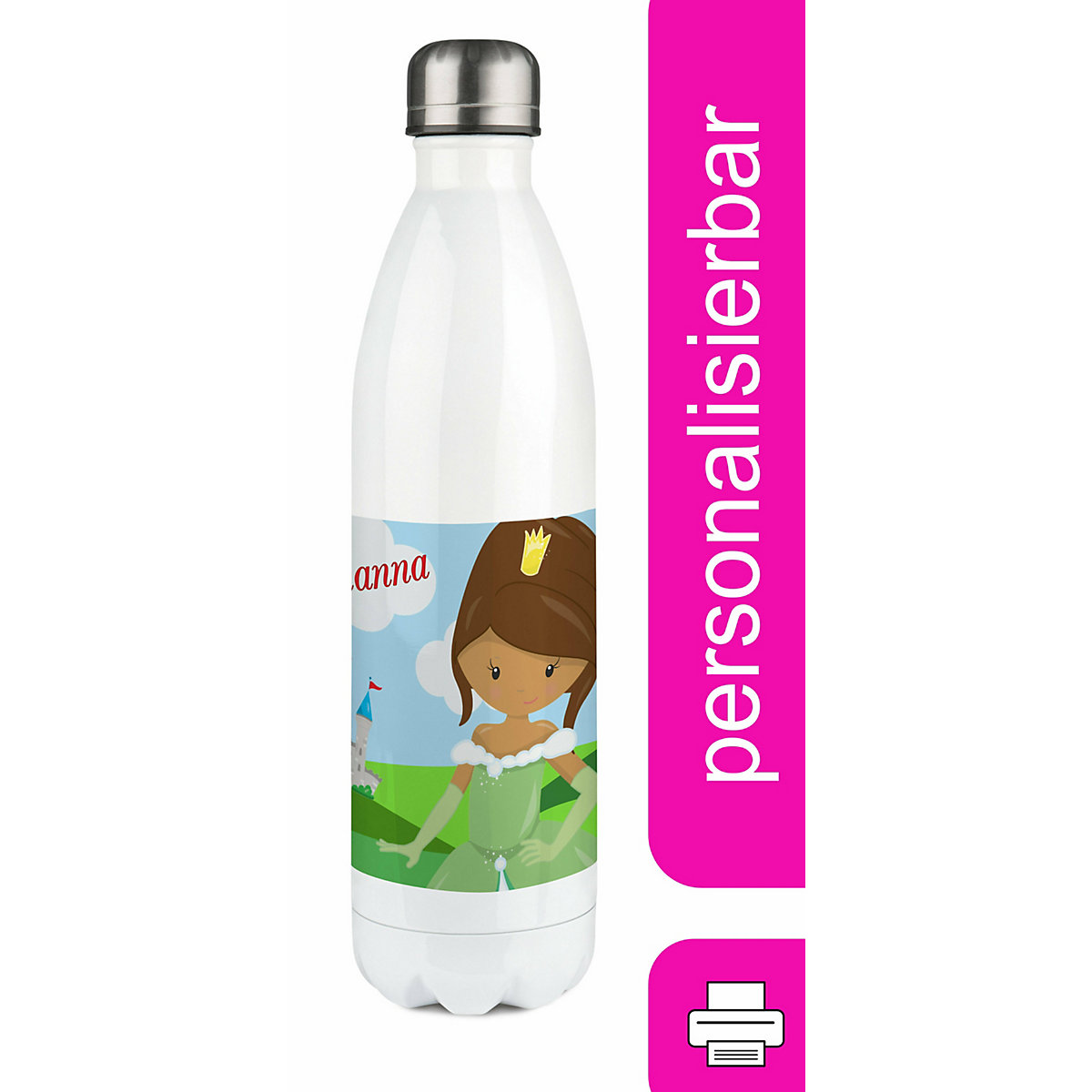 Edelstahl Kinder Thermoflasche / Trinkflasche bunt Prinzessin Spülmaschinenfest, Auslaufsicher, Bruchfest, Doppelwandig, Für Heißgetränke geeignet, Mit Deckel, Isoliert