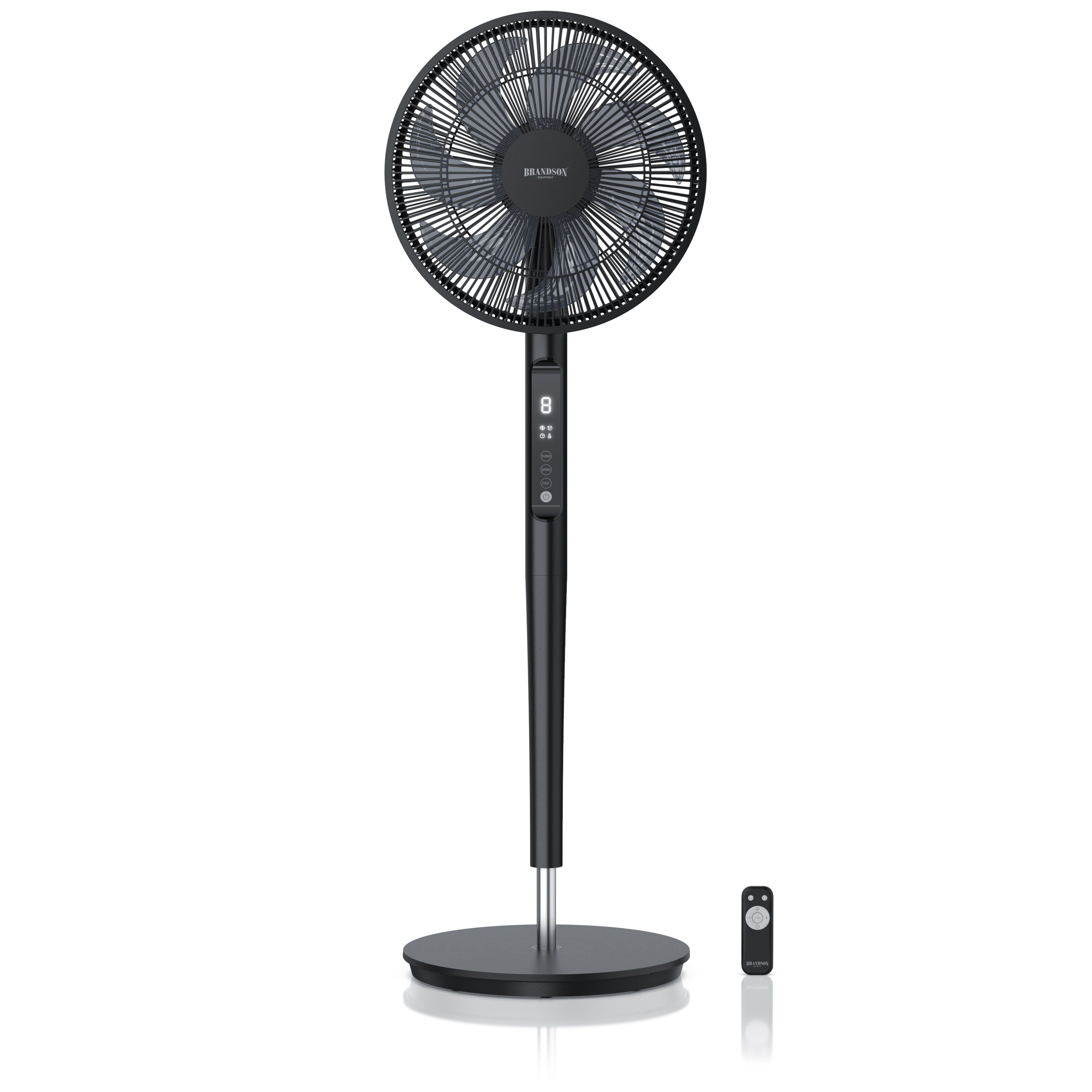 Brandson Standventilator, 40 cm Durchmesser, DC, leise, energiesparend, Oszillation, Timer, 9 Stufen, Fernbedienung
