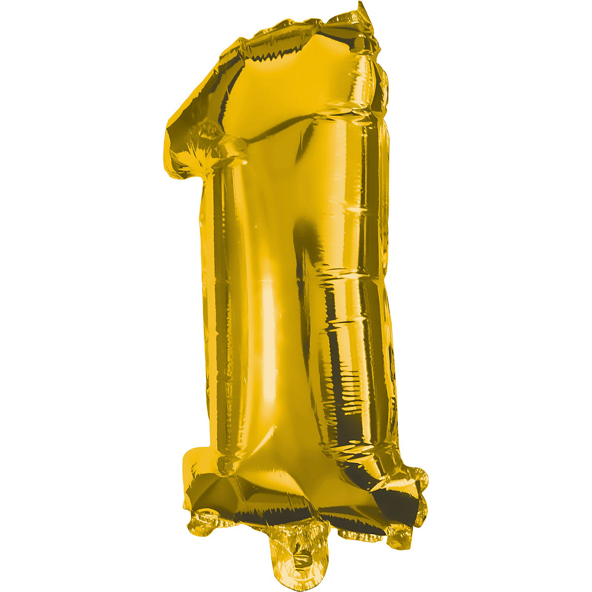 Folienballon Zahl 1 gold, 33 cm, inkl. Pustehalm
