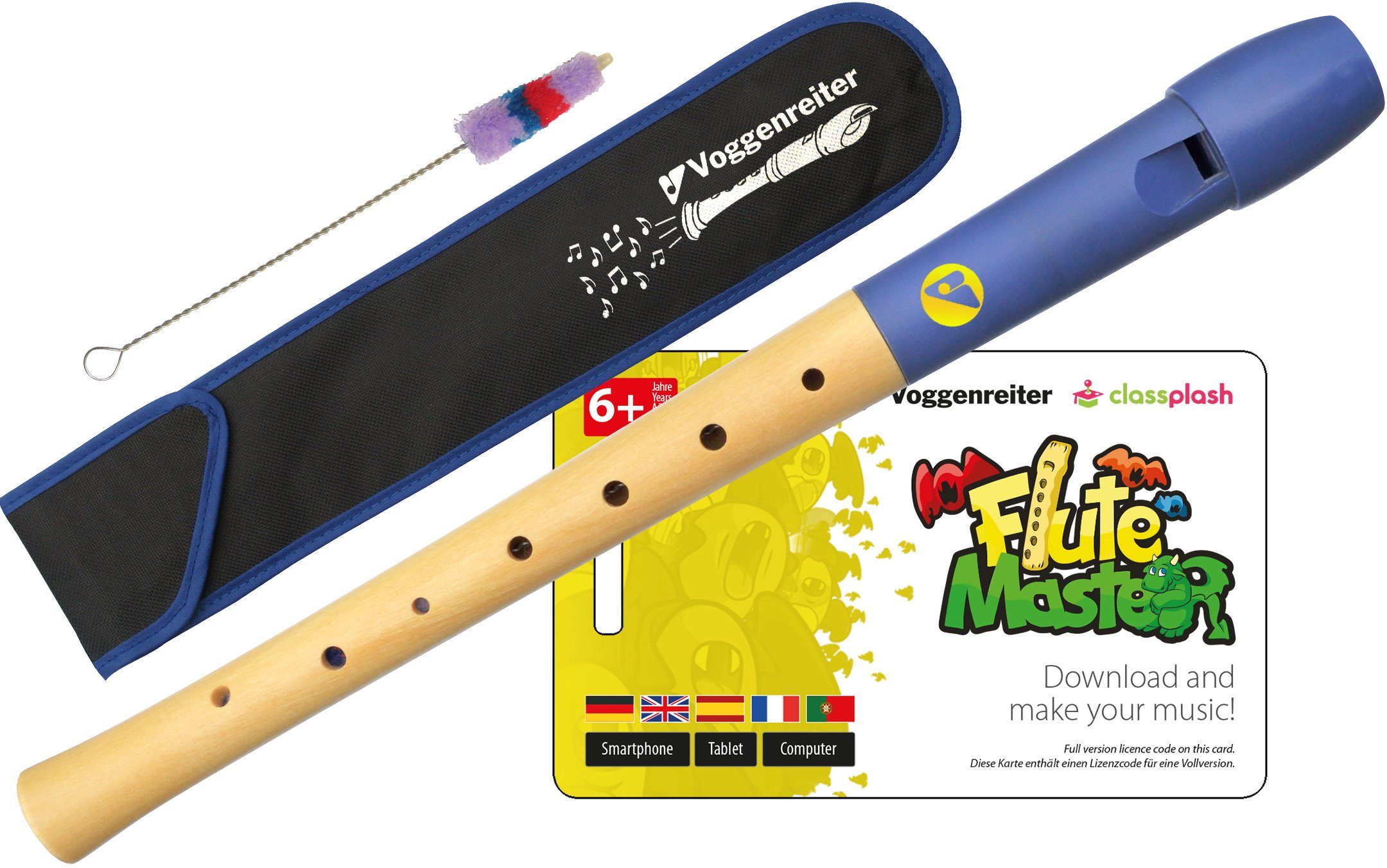 Voggenreiter Flute Master (App) mit Holz-Kunststoff-Blockflöte Blockflöte Deutsch, Sopran