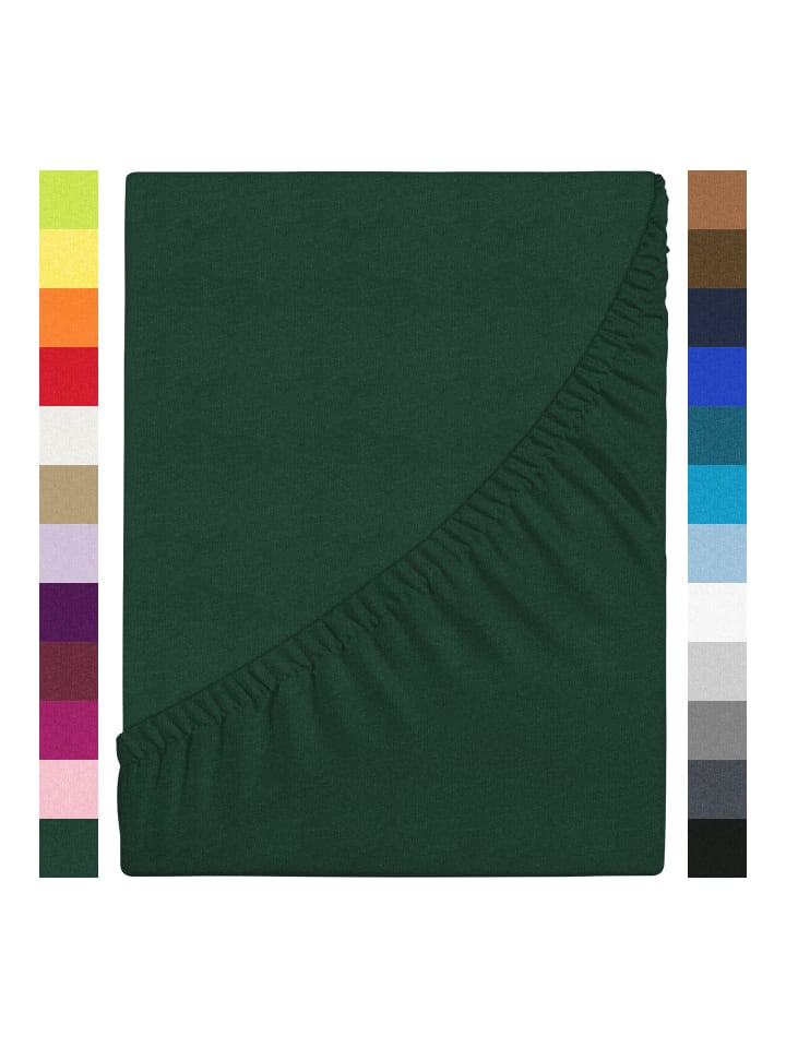 GMD Living Jersey Premium Spannbettlaken JANNEBY in Farbe Dunkelgrün günstig kaufen