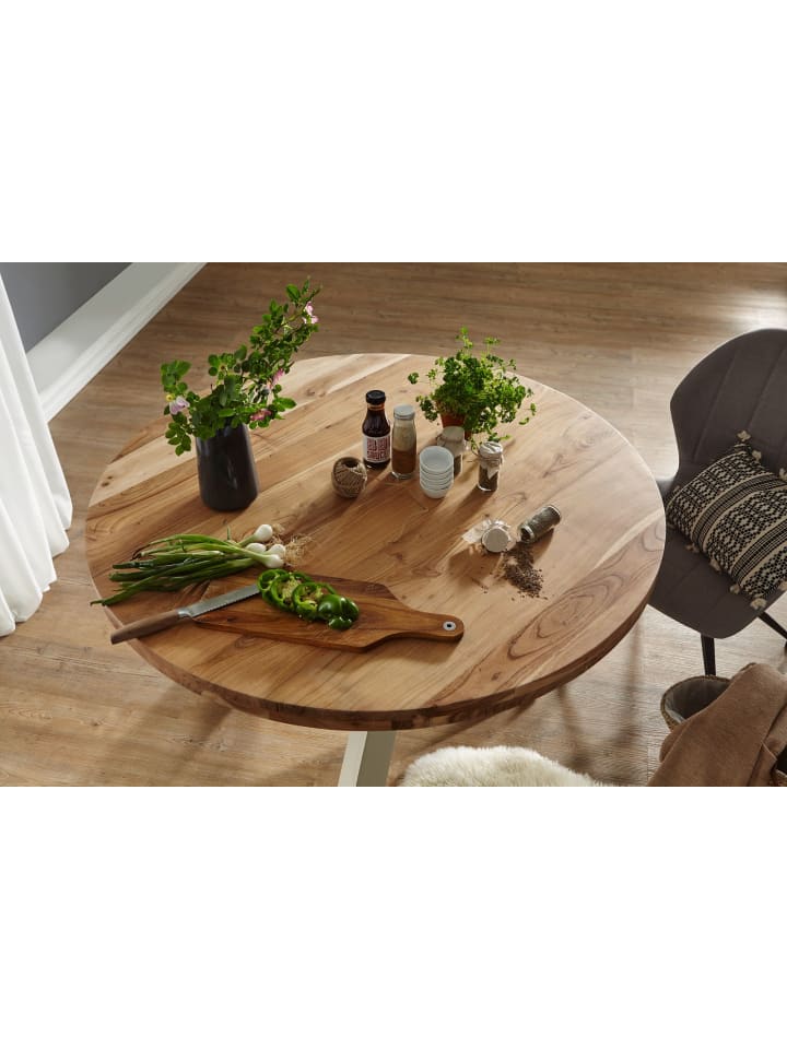 KADIMA DESIGN Design Esszimmertisch BOHA rund Ø 120 cm x 75 cm Massiv-Holz in Akazie günstig kaufen onesize