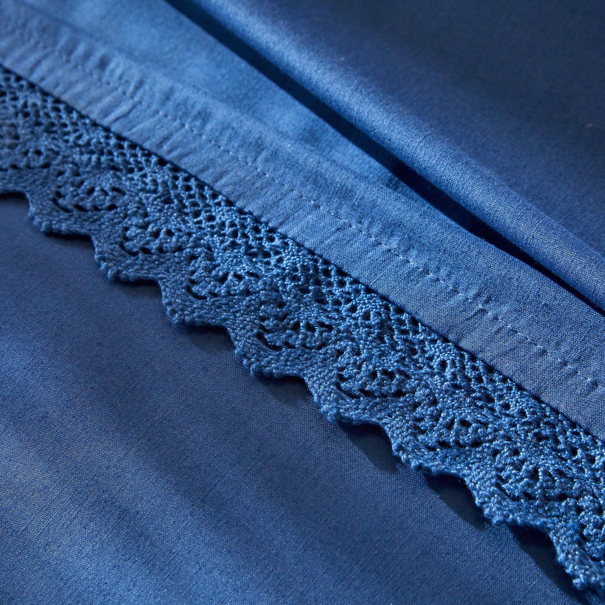 Linge de lit uni dentelle coton