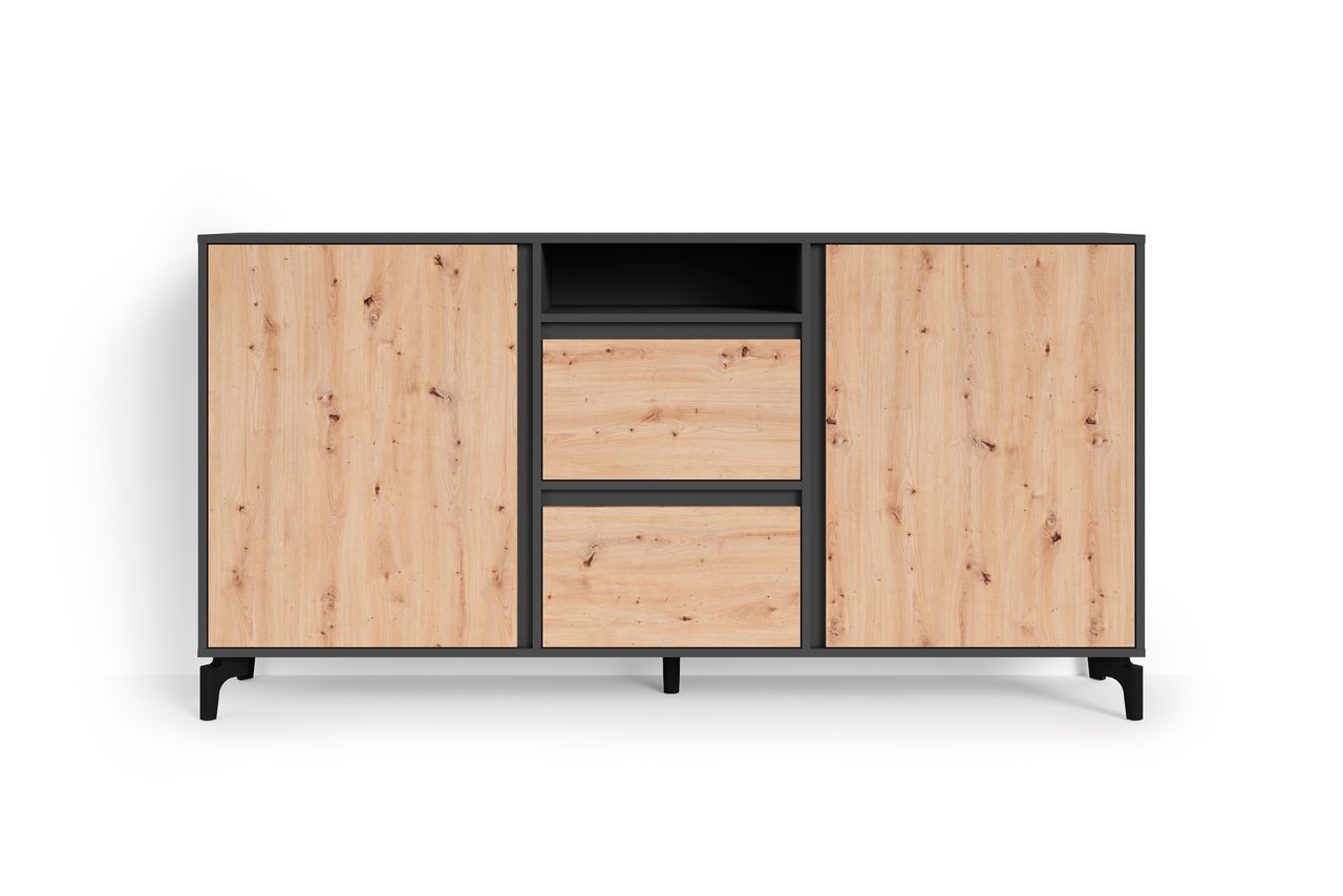 byLiving BLACKWOOD Sideboard, Breite 180 cm, anthrazit, Eiche-Optik