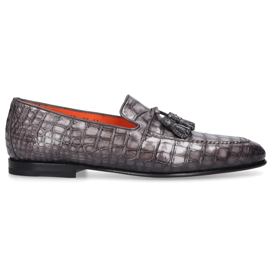 Santoni - Loafer 15608 Krokodilleder - grau