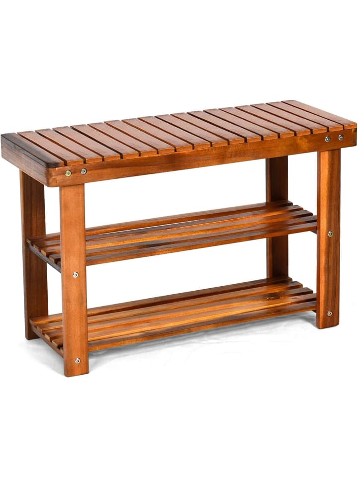 COSTWAY Schuhregal mit Sitzbank 70x28x45cm in Braun günstig kaufen onesize