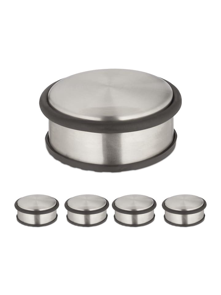 relaxdays 5 x Türstopper in Silber/ Schwarz - (H)4,5 x Ø 10,5 cm günstig kaufen onesize