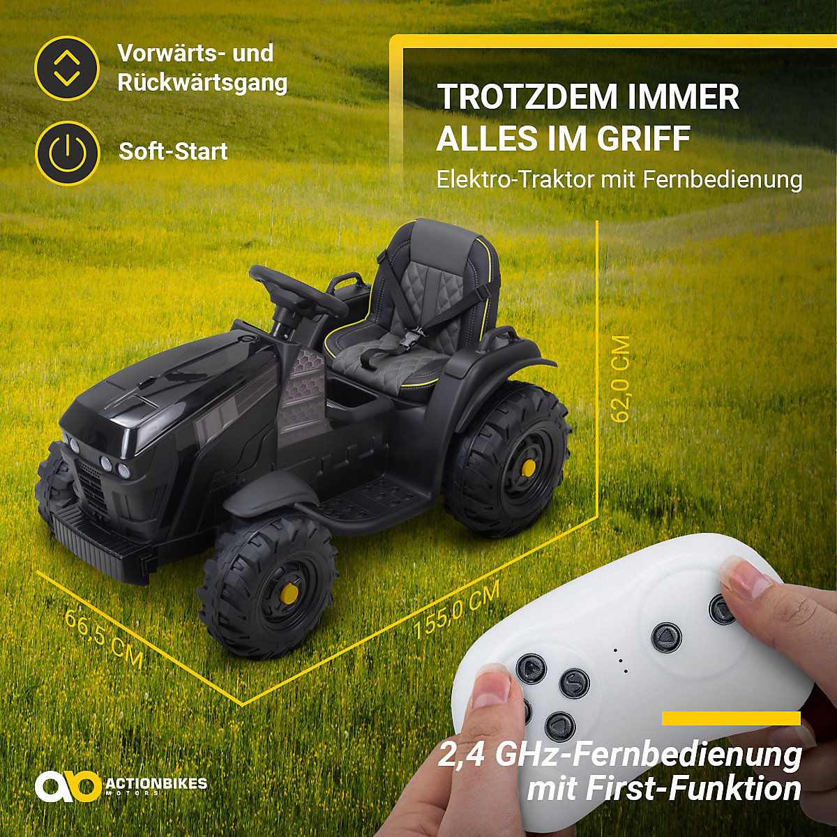 Kinder Elektroauto Kindertraktor mit Anhänger - TD925 - Staufach - Schaufel