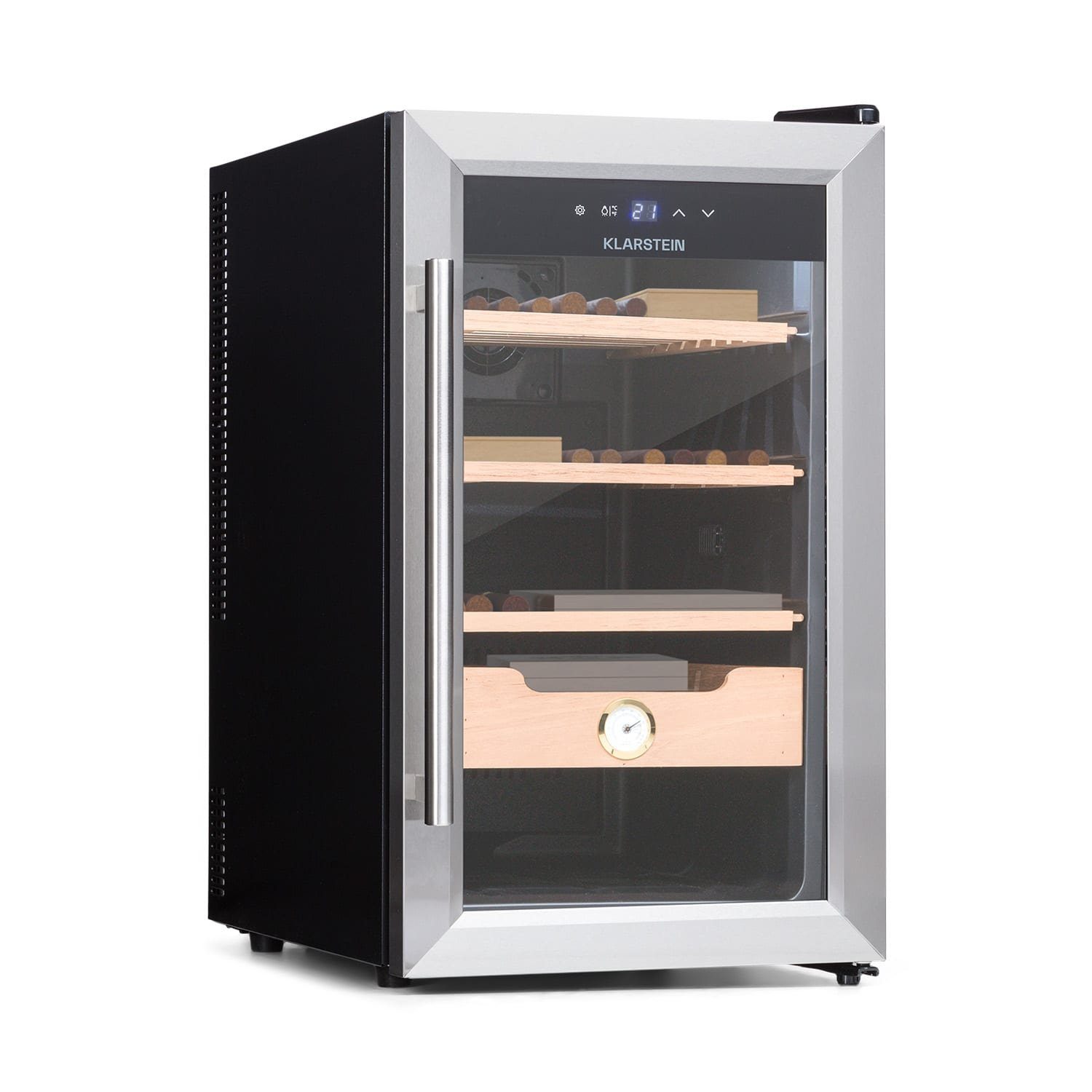 Klarstein Humidor HEA-Presidente50-SS, Humidor Zigarre Humidor Befeuchter elektrisch Humidor Schrank