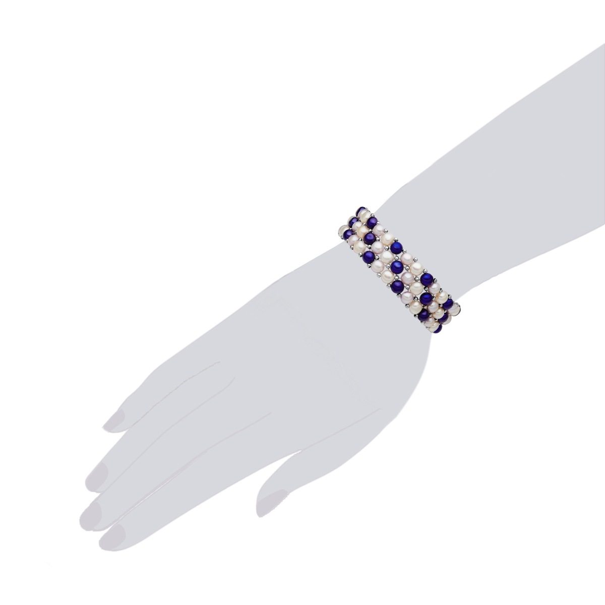 Perlen-Armband Messing Süßwasser-Zuchtperle in Silber