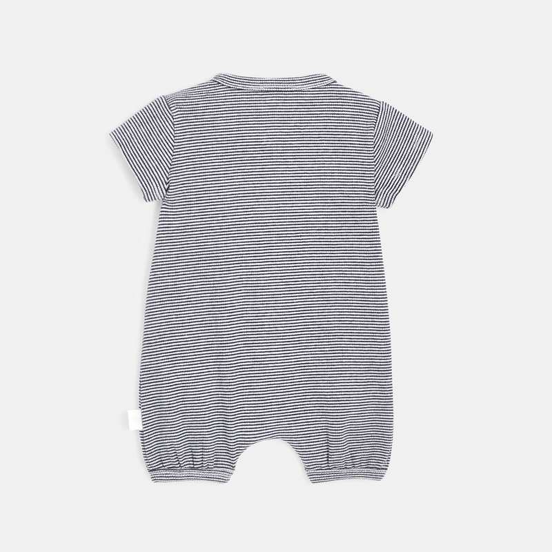 Combishort bébé en coton bio bleu Absorba