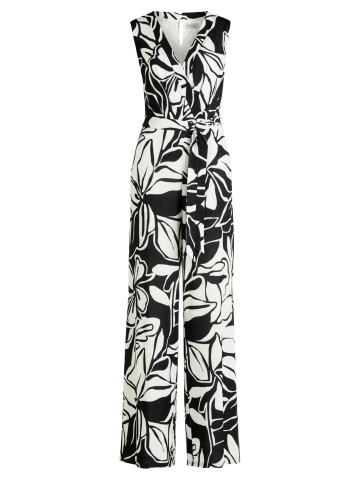 Vera Mont Jumpsuit mit Bindegürtel in Black/Nature günstig kaufen