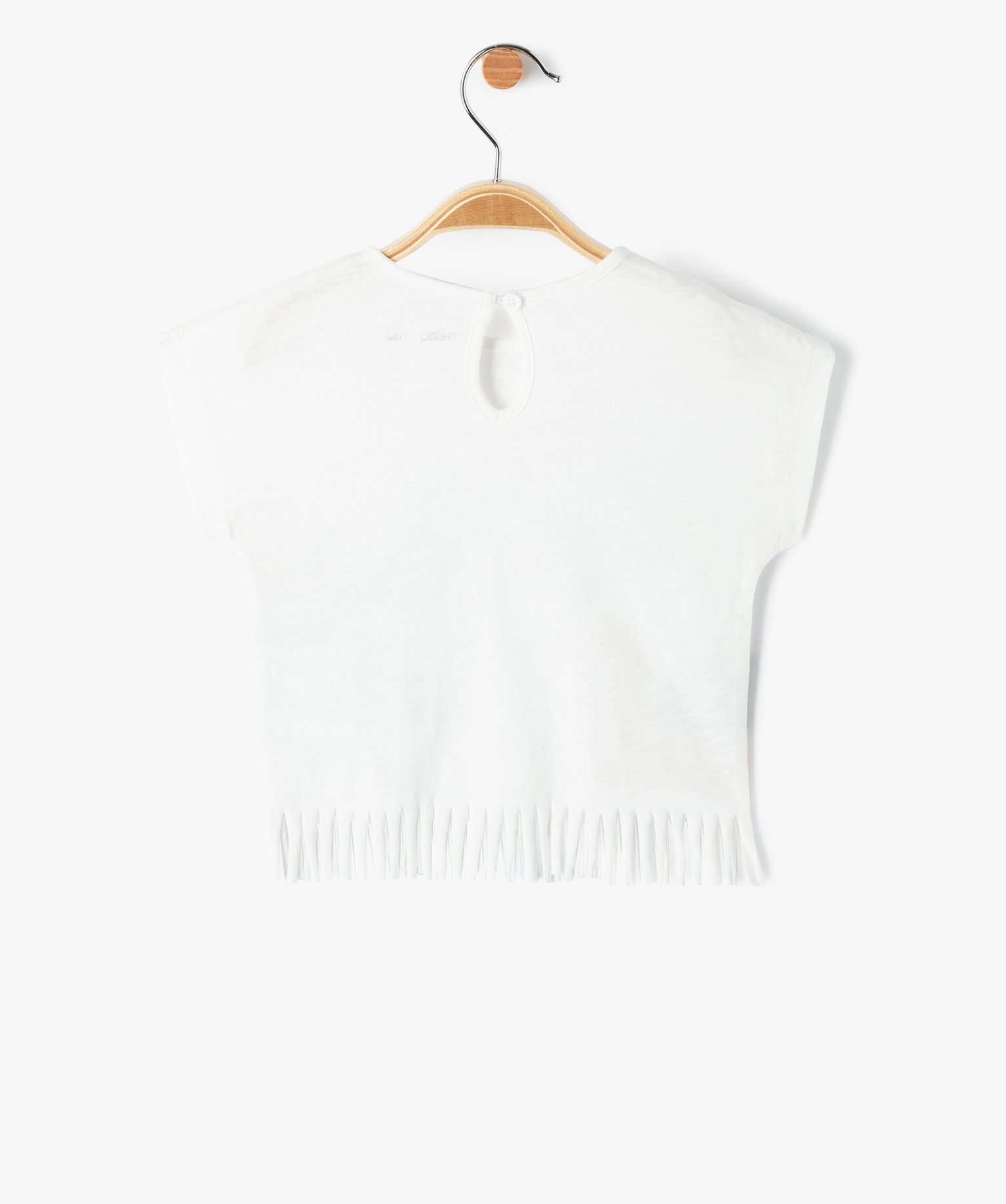 Tee-shirt bébé fille à franges et manches courtes beige clair | GEMO