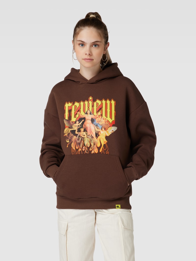 Hoodie mit Motiv-Print in dunkelbraun