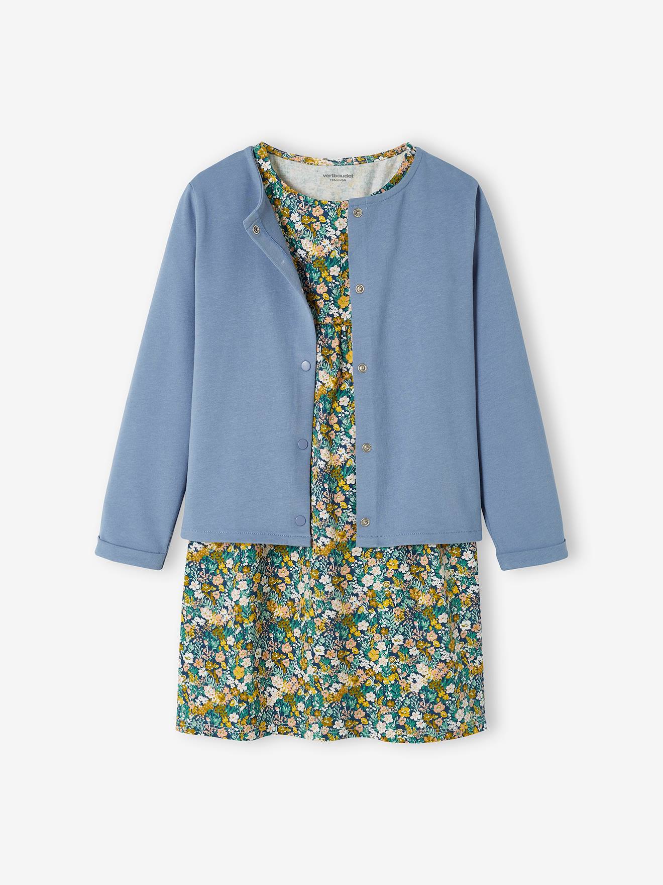 Ensemble robe + cardigan fille pêche