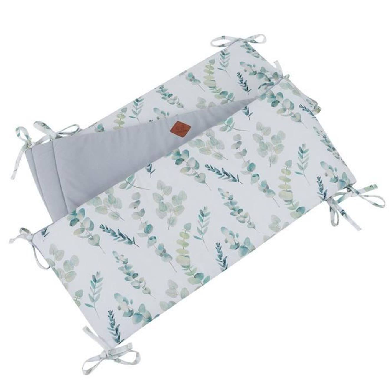 Tour de lit universel et réversible, Eucalyptus Multicolore Pour lit bébé de 60 x 120 cm ou 70 x 140 cm blanc