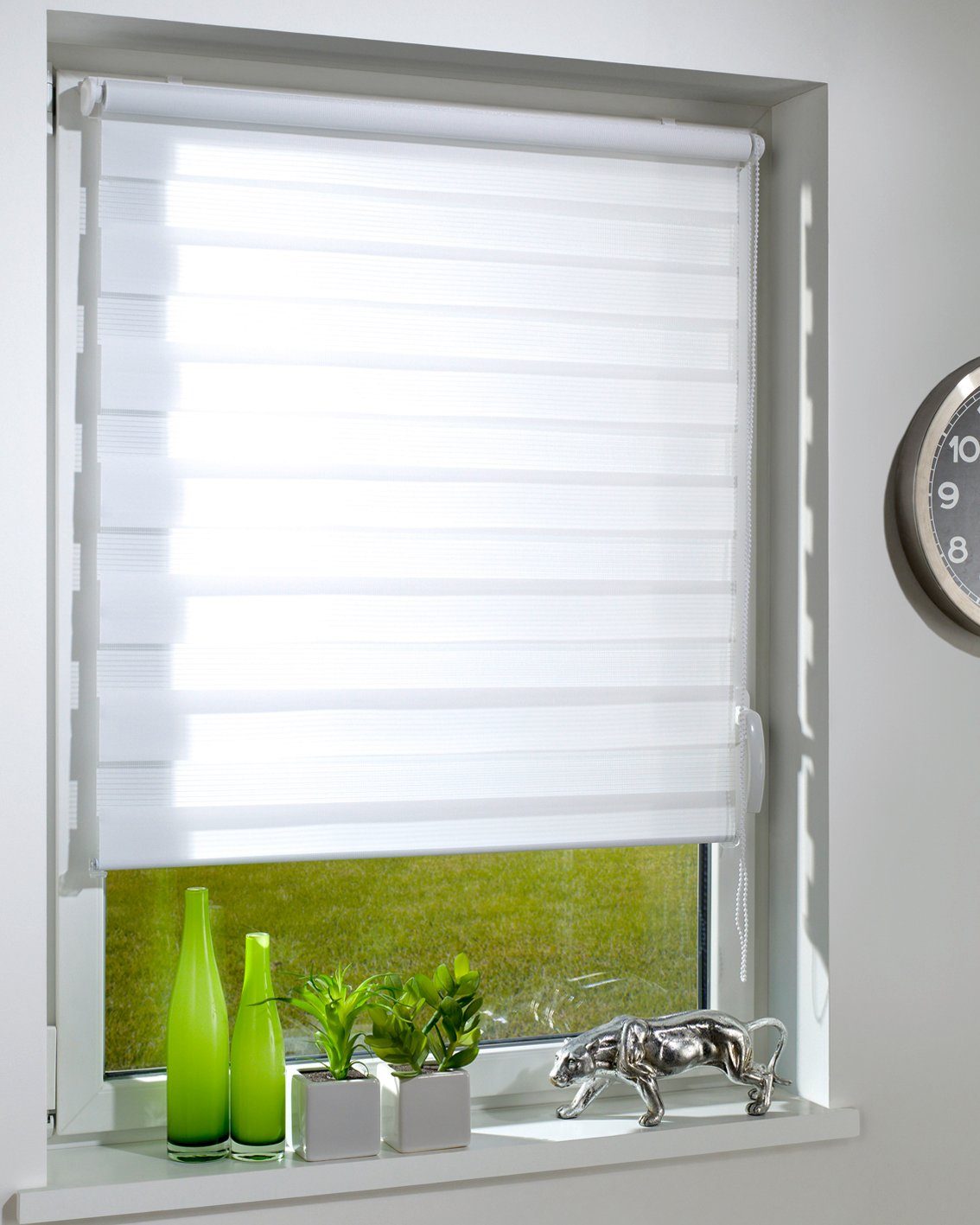 Doppelrollo Duo-Doppelrollo KLEMMFIX, DécoProfi, Lichtschutz, mit Bohren/ohne Bohren, Fenster- oder Wandmontage, abwechselnd transparent und blickdicht gewebtes Textil