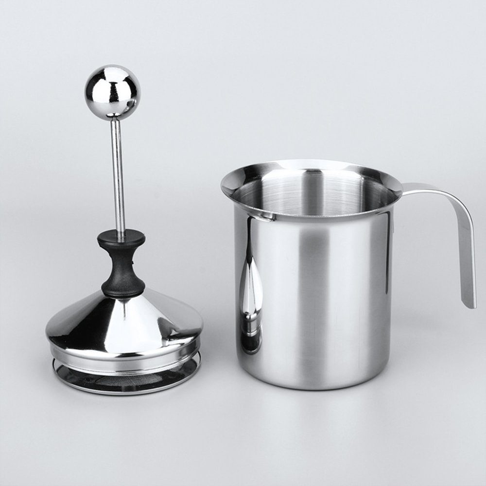 Zimtky Milchaufschäumer Milchschäumer Edelstahl - 400ml Double Mesh Milchaufschäumer Manuell