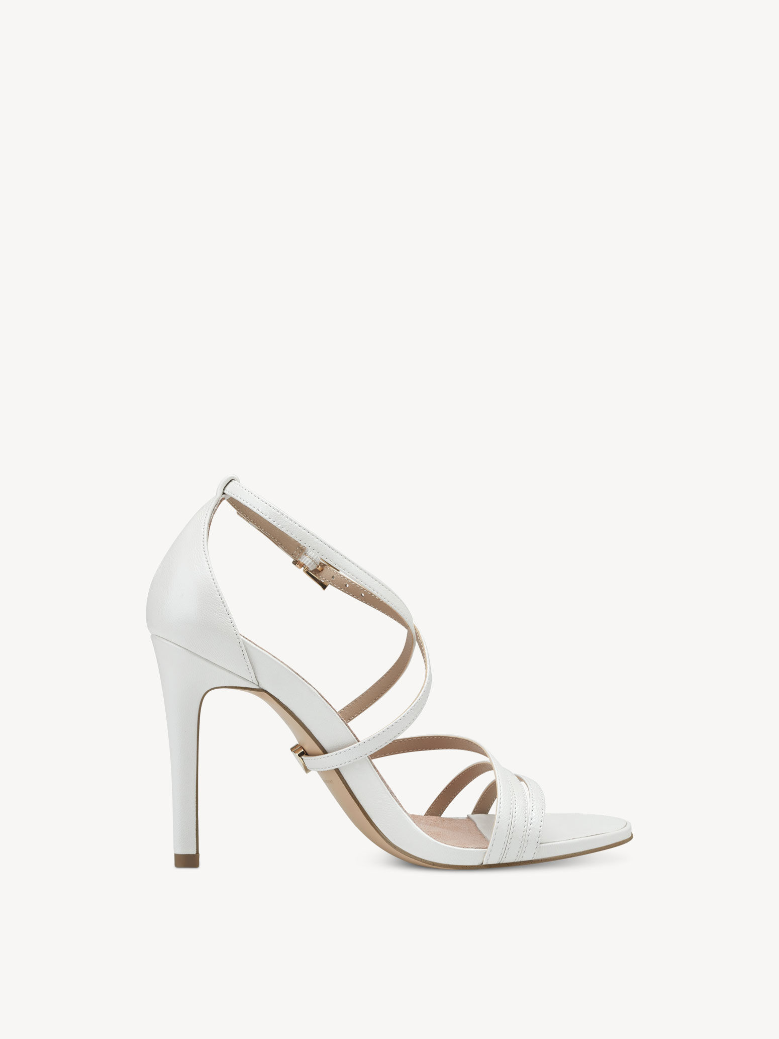 Sandale à talon en cuir - blanc