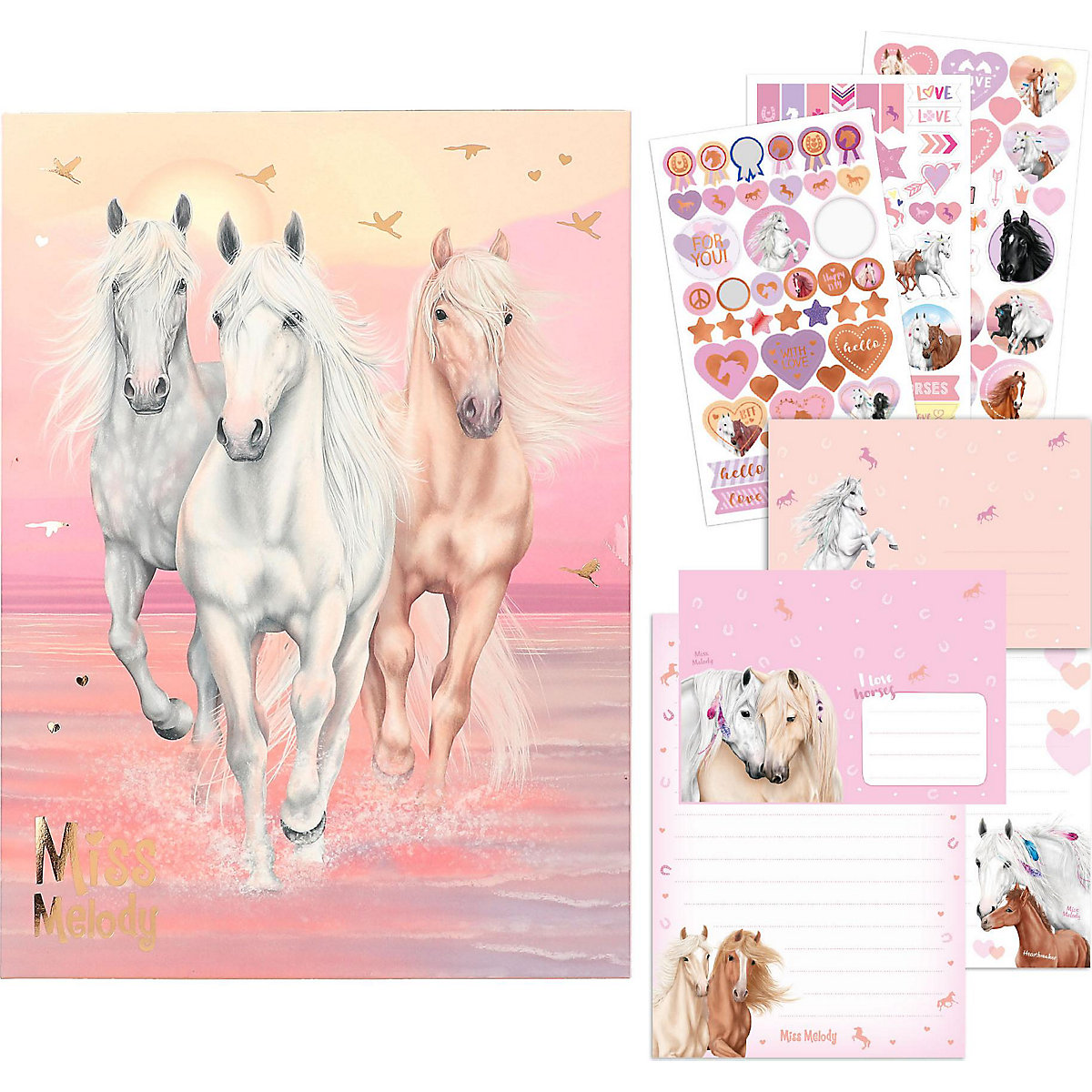 Miss Melody Briefpapierset SUNDOWN, inkl. Umschlägen & Stickern