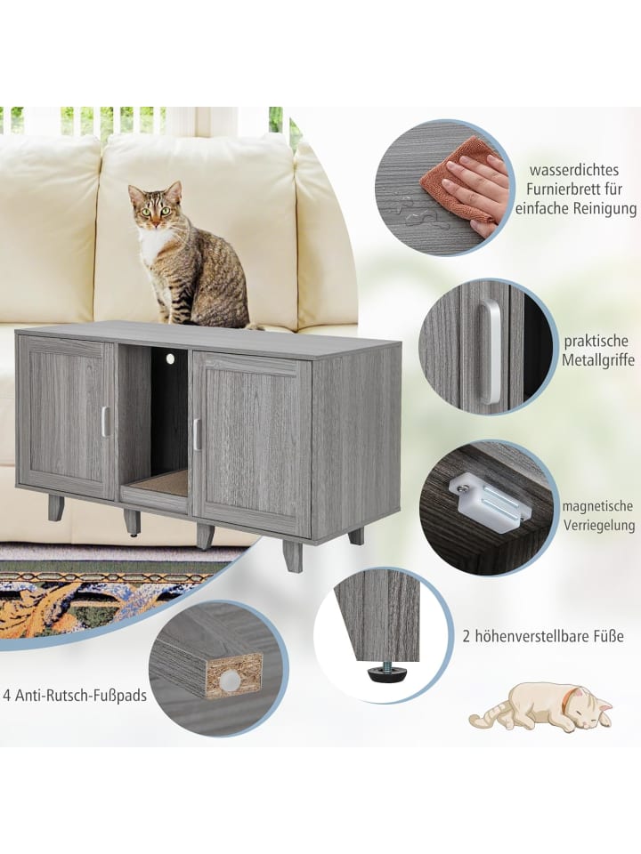 COSTWAY Katzenschrank mit 2 Türen 120x52x65cm in Anthrazit günstig kaufen onesize