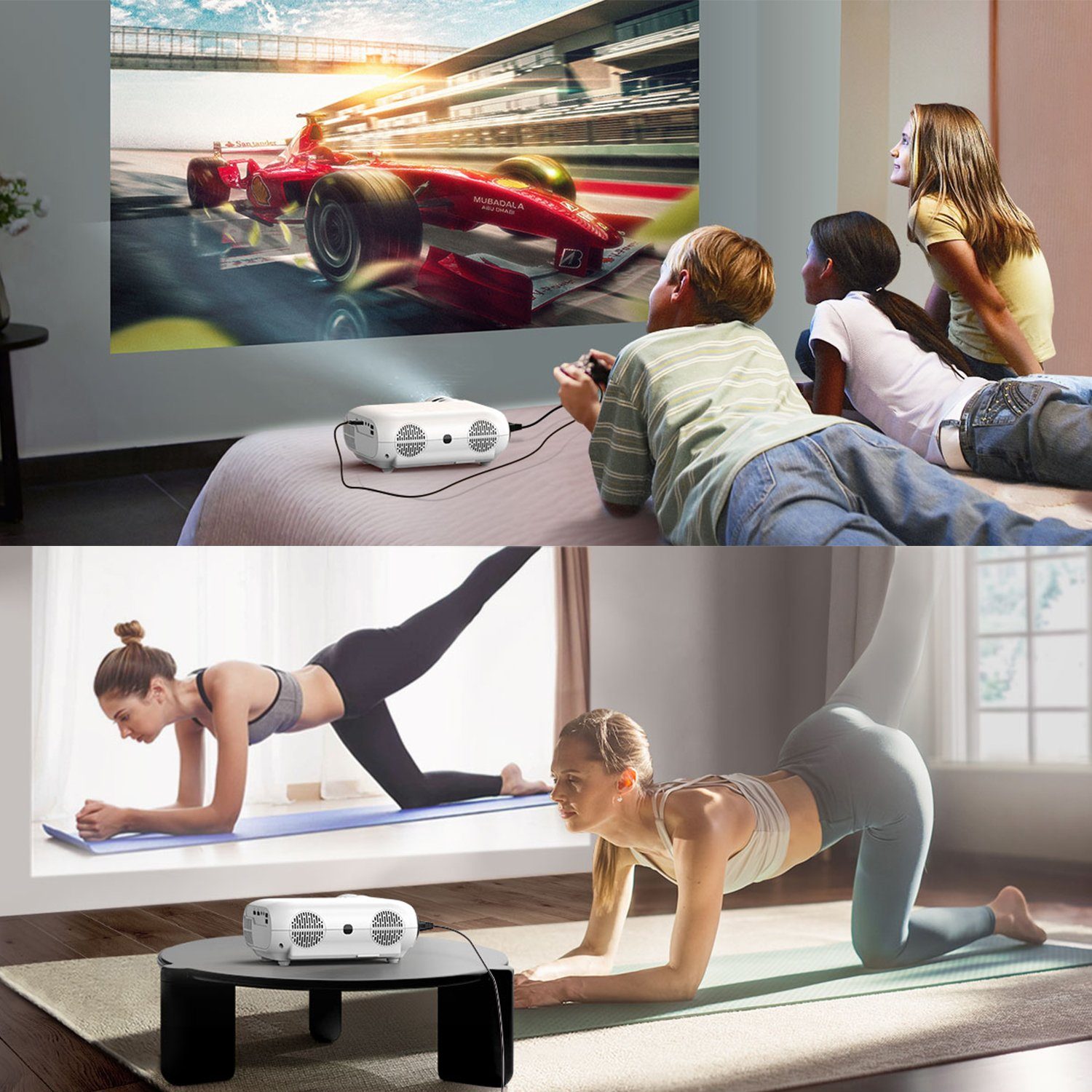 Ultimea Apollo P20 Full HD Native 1080P Beamer (10000 lm, 10000:1, 1920 x 1080 px, 4K Unterstützt Tragbarer Bluetooth Beamer für Heimkino)