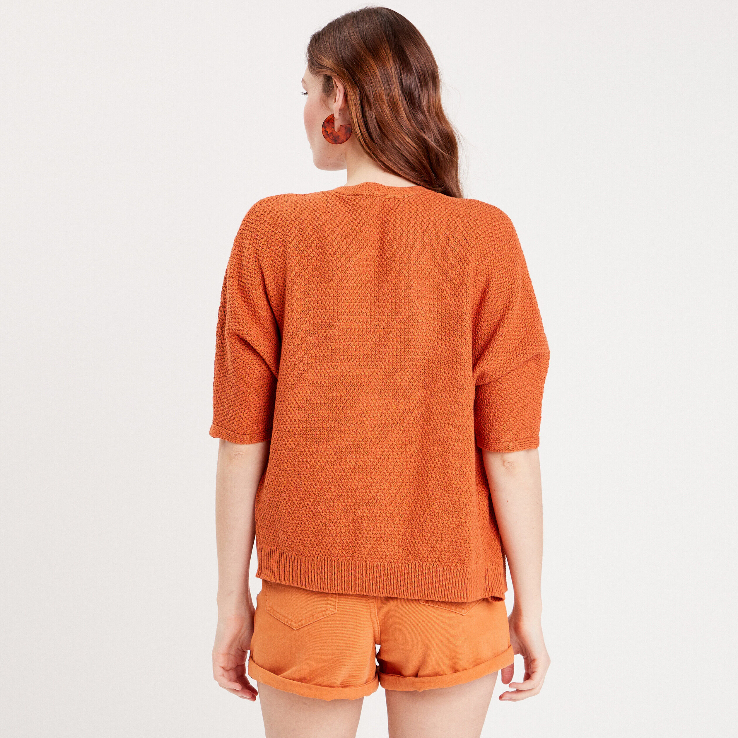 Gilet manches 3/4 orange femme | Cache Cache