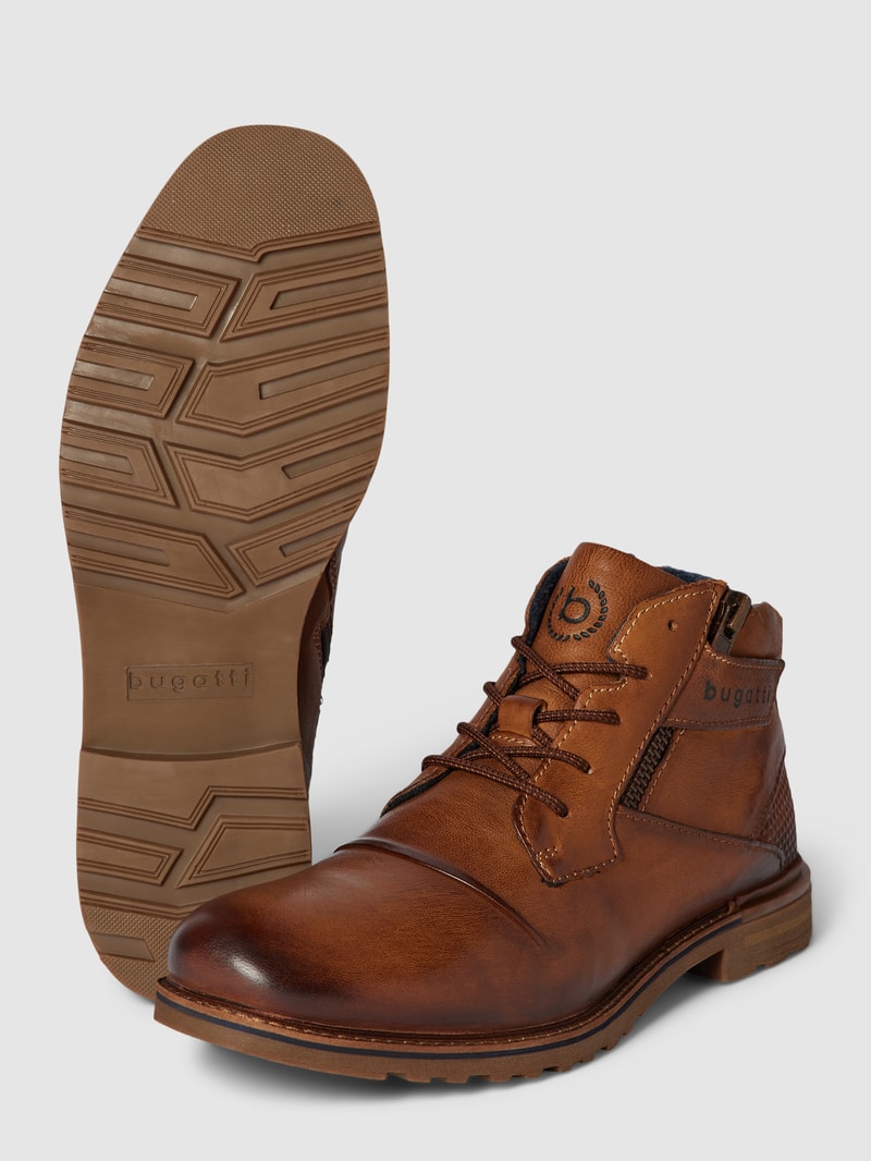 Schnürboots mit Label-Details Modell 'Vittore' in cognac